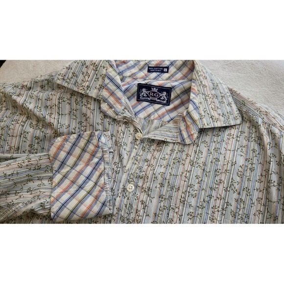 Robert Graham Other - ROBERT GRAHAM FLIP CUFF LONG SLEEVE BUTTONDOWN FLORAL STRIPE PRINT MENS LARGE
